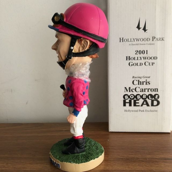 Hollywood Park 2001 Hollywood Gold Cup Chris McCarron Bobblehead New w Box - Picture 3 of 8